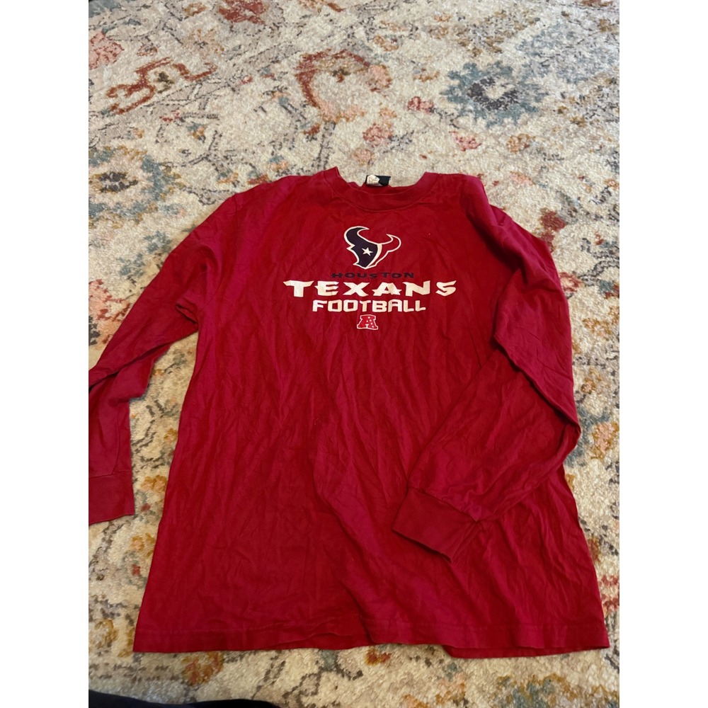 NFL Team Apparel Houston Texans Long Sleeve Graphic T-Shirt Red Mens Large